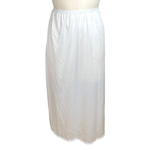Vintage Vanity Fail Half Slip Long Slit Small Womens Nylon w Lace Trim Lingerie - Picture 2 of 9